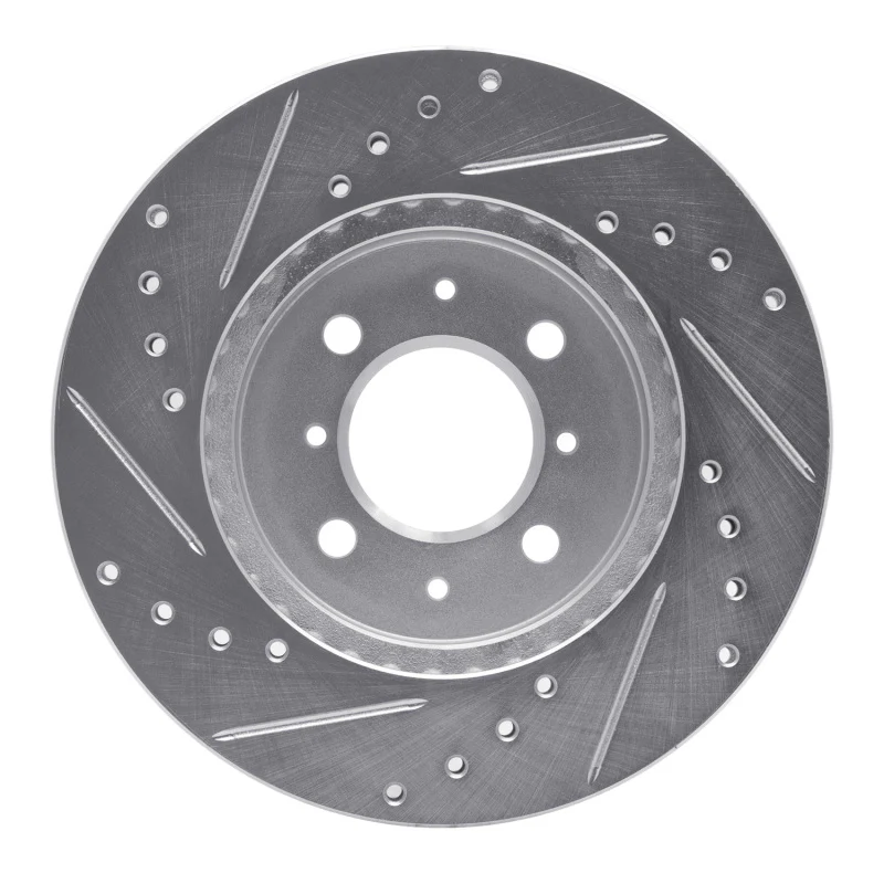 R1 90-17 Acura Integra Front Right Drilled & Slotted Silver Brake Rotor - Image 5