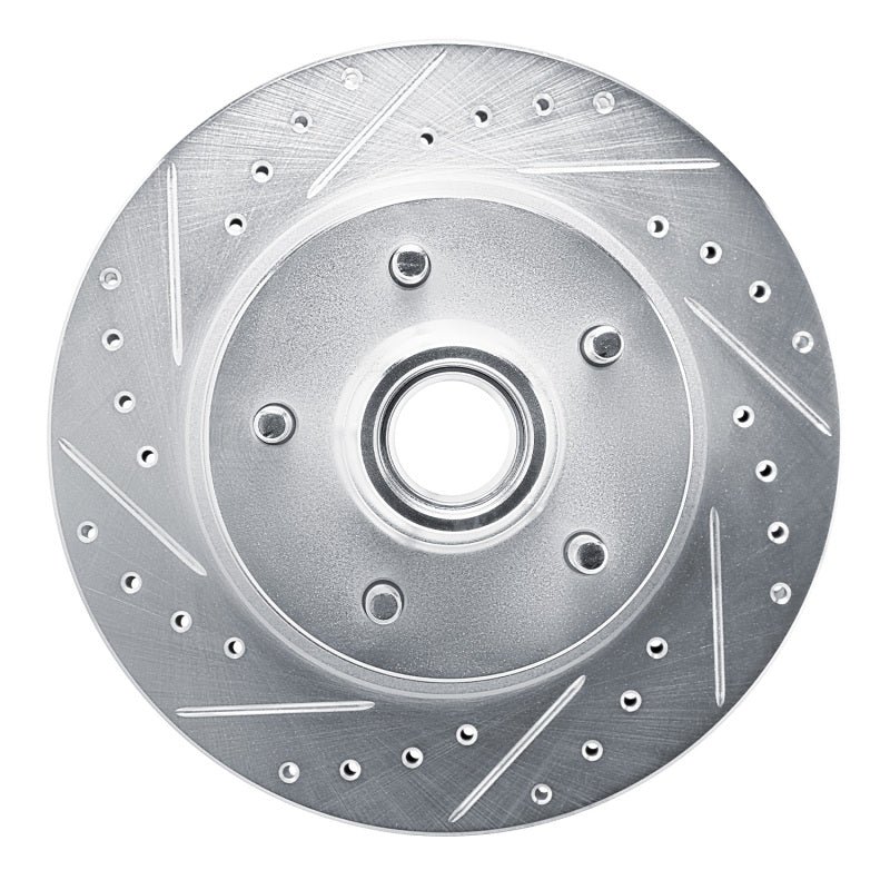 R1 90-90 Cadillac BROUGHAM Front Left Drilled & Slotted Silver Brake Rotor