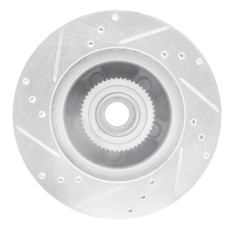 R1 90-91 Ford Country Squire Front Right Drilled & Slotted Silver Brake Rotor - Image 2