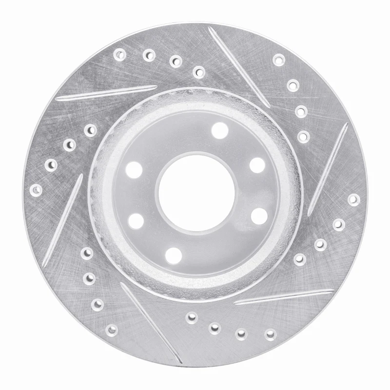 R1 90-93 Asuna SUNFIRE Front Left Drilled & Slotted Silver Brake Rotor - Image 2