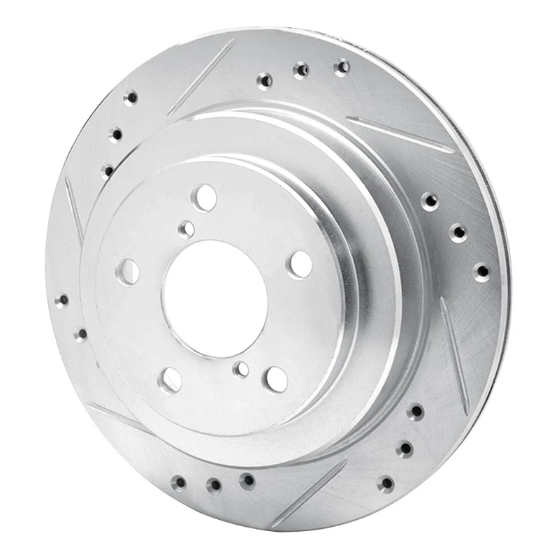 R1 90-94 Subaru Legacy Rear Left Drilled & Slotted Silver Brake Rotor - Image 2