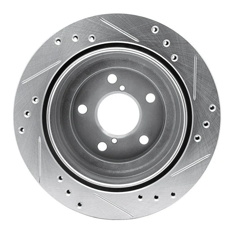 R1 90-94 Subaru Legacy Rear Left Drilled & Slotted Silver Brake Rotor - Image 4