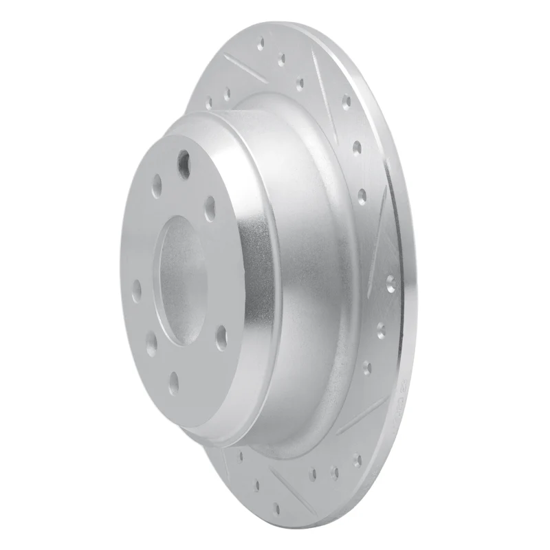 R1 90-95 Jaguar XJ12 Rear Right Drilled & Slotted Silver Brake Rotor - Image 2