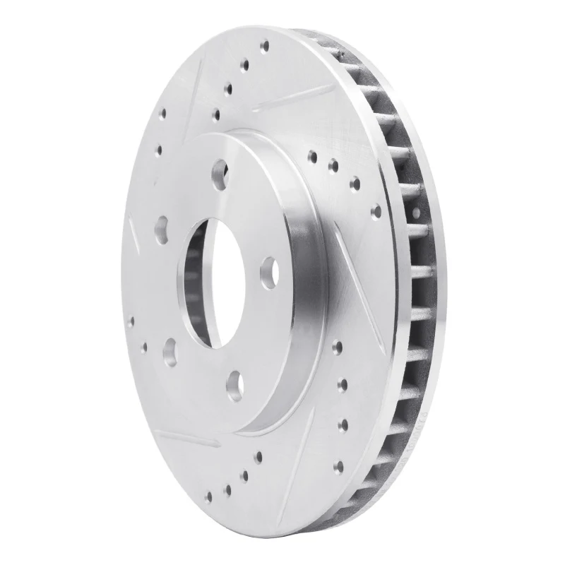 R1 90-97 Buick Park Avenue Front Left Drilled & Slotted Silver Brake Rotor - Image 3