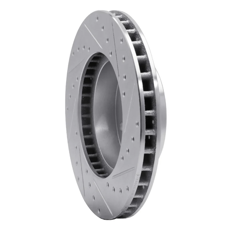 R1 90-97 Jaguar XJ6 Front Left Drilled & Slotted Silver Brake Rotor - Image 2