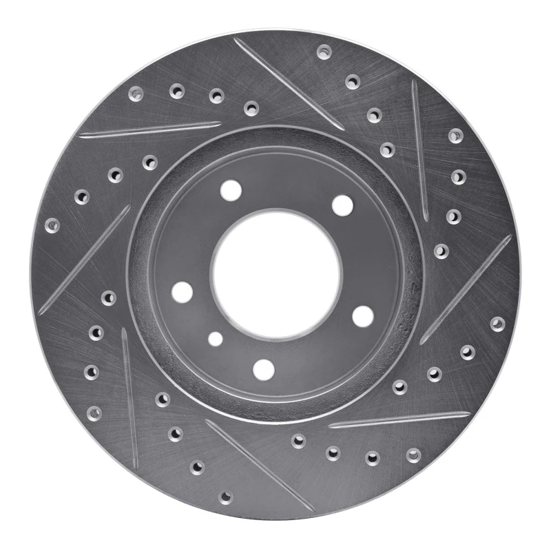 R1 90-97 Jaguar XJ6 Front Left Drilled & Slotted Silver Brake Rotor - Image 3