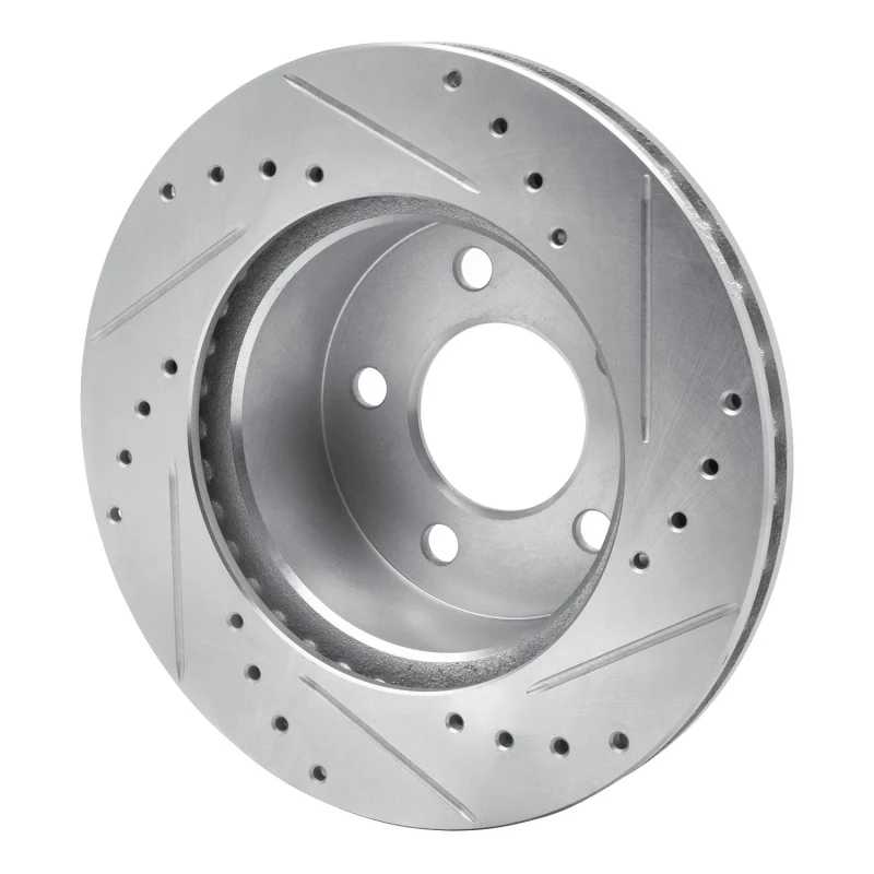 R1 90-99 Jeep Cherokee Front Left Drilled & Slotted Silver Brake Rotor - Image 2