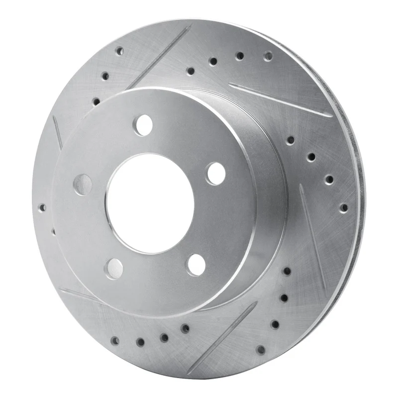 R1 90-99 Jeep Cherokee Front Left Drilled & Slotted Silver Brake Rotor - Image 3