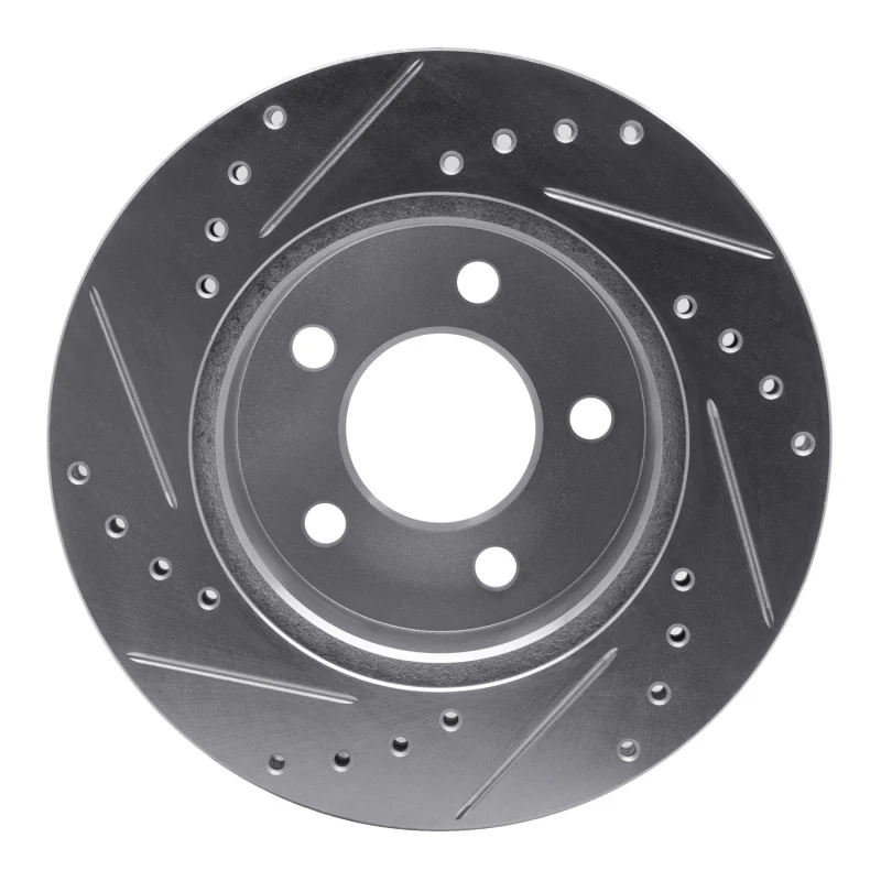 R1 90-99 Jeep Cherokee Front Right Drilled & Slotted Silver Brake Rotor - Image 3