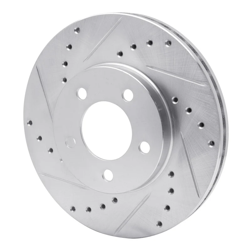 R1 91-00 Ford Taurus (Excl SHO) Front Left Drilled & Slotted Silver Brake Rotor - Image 4