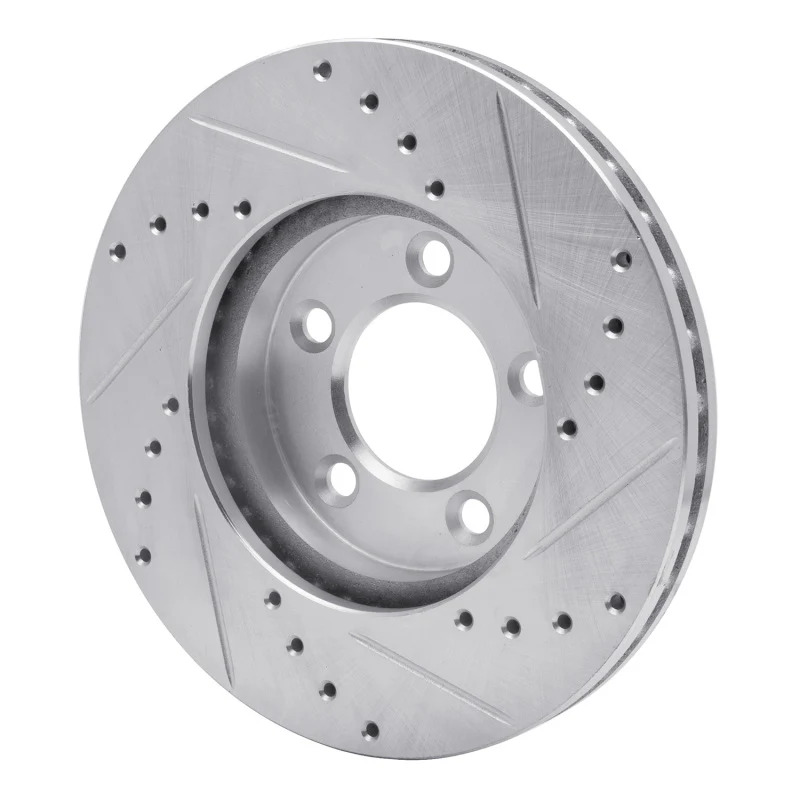 R1 91-00 Ford Taurus (Excl SHO) Front Left Drilled & Slotted Silver Brake Rotor - Image 5