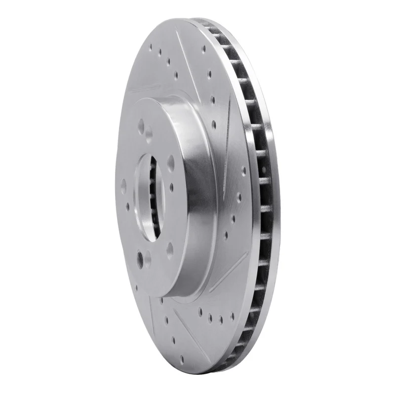R1 91-01 Acura Integra Front Right Drilled & Slotted Silver Brake Rotor - Image 2