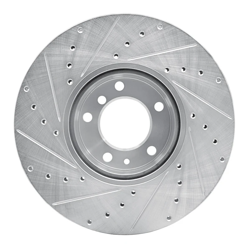 R1 91-01 BMW 740I Front Right Drilled & Slotted Silver Brake Rotor - Image 3