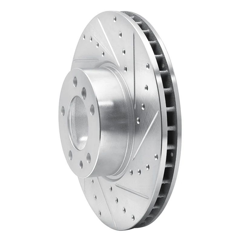 R1 91-01 BMW 740I Front Right Drilled & Slotted Silver Brake Rotor - Image 4