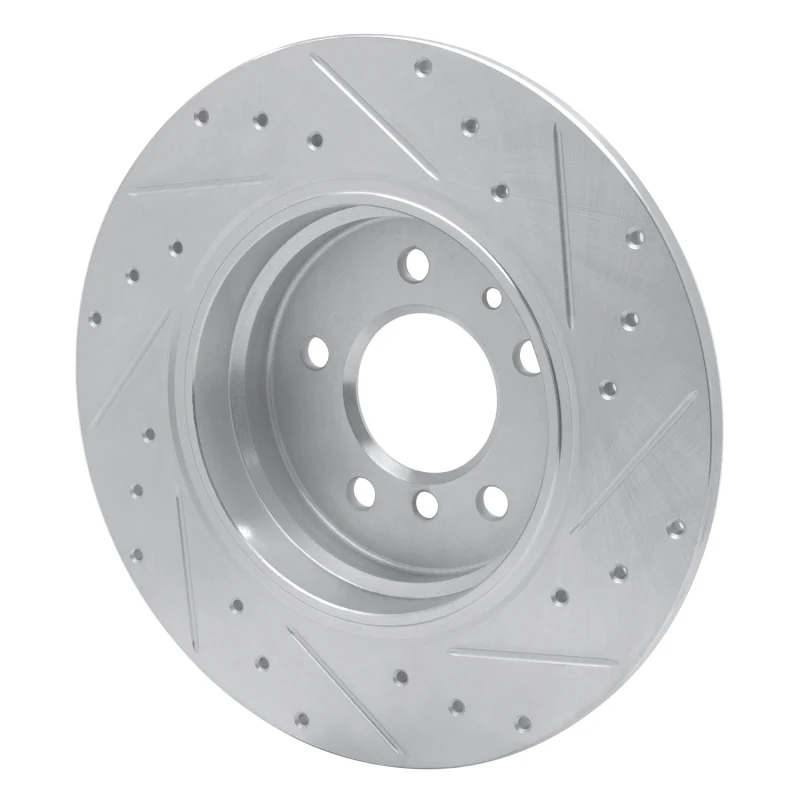R1 91-01 BMW 850CSI Rear Left Drilled & Slotted Silver Brake Rotor - Image 2