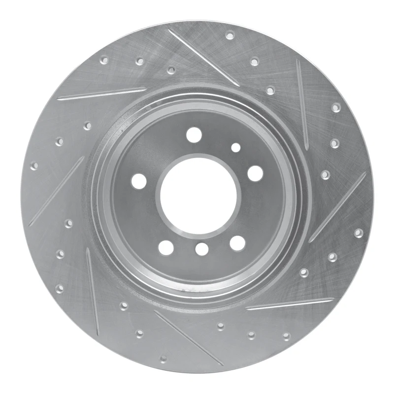 R1 91-01 BMW 850CSI Rear Left Drilled & Slotted Silver Brake Rotor - Image 3