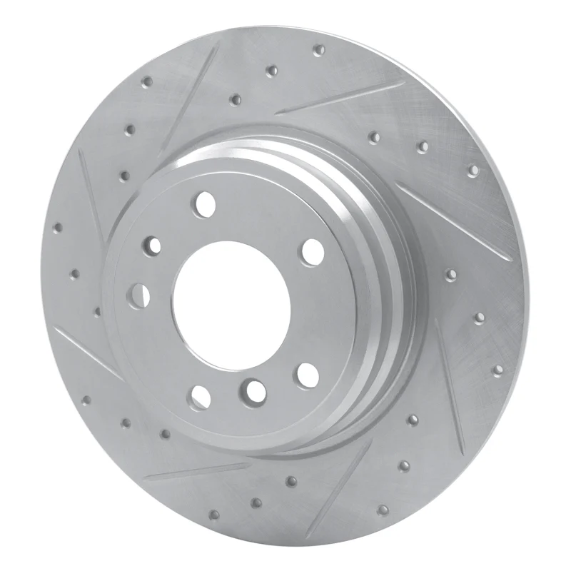 R1 91-01 BMW 850CSI Rear Left Drilled & Slotted Silver Brake Rotor - Image 5