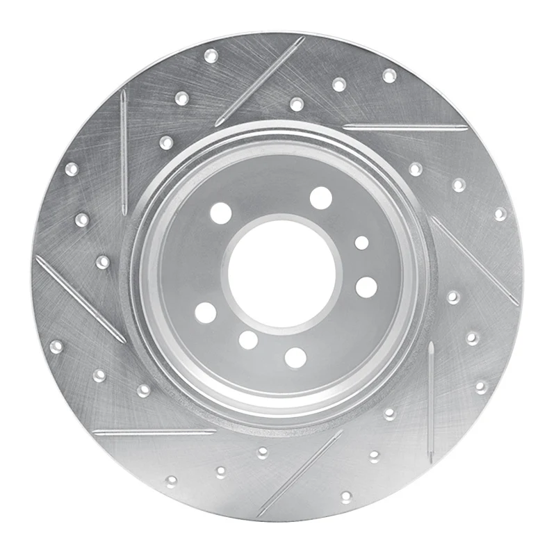 R1 91-01 BMW 850I Rear Right Drilled & Slotted Silver Brake Rotor - Image 3