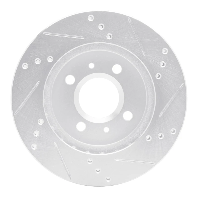 R1 91-02 Saturn SC Front Left Drilled & Slotted Silver Brake Rotor - Image 2
