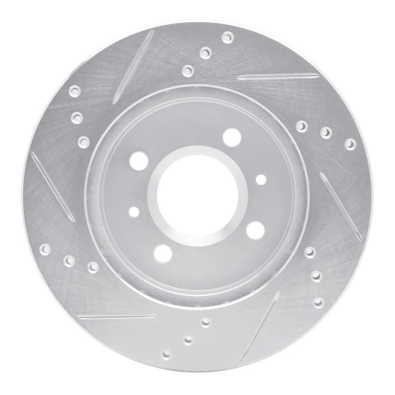 R1 91-02 Saturn SC Front Right Drilled & Slotted Silver Brake Rotor - Image 2