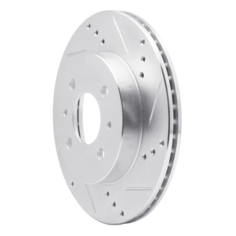 R1 91-02 Saturn SC Front Right Drilled & Slotted Silver Brake Rotor - Image 3