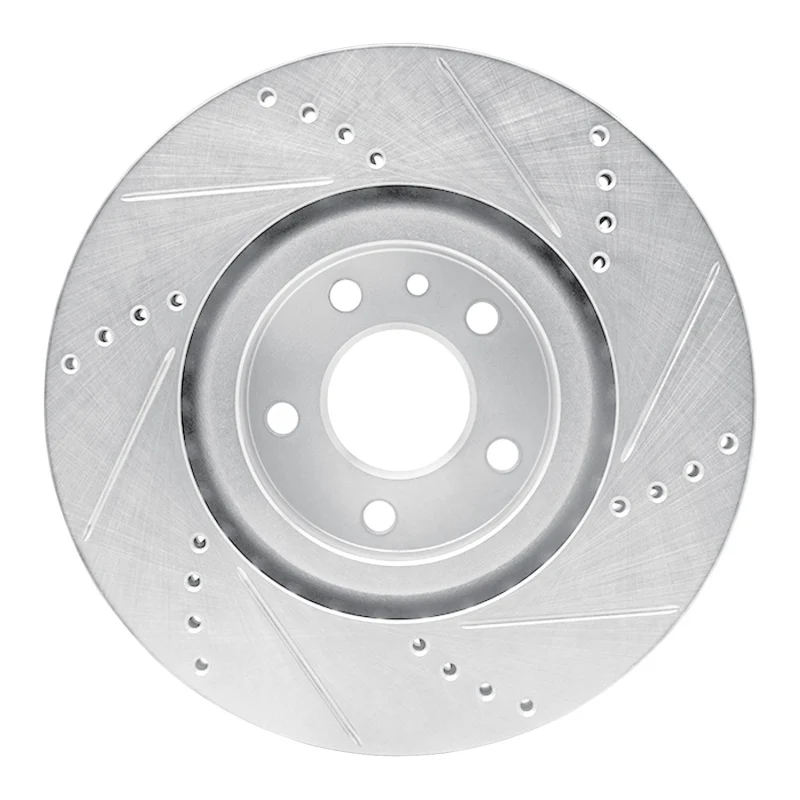 R1 91-20 Alfa Romeo 164 Front Left Drilled & Slotted Silver Brake Rotor - Image 3