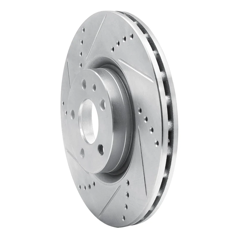 R1 91-20 Alfa Romeo 164 Front Left Drilled & Slotted Silver Brake Rotor - Image 4