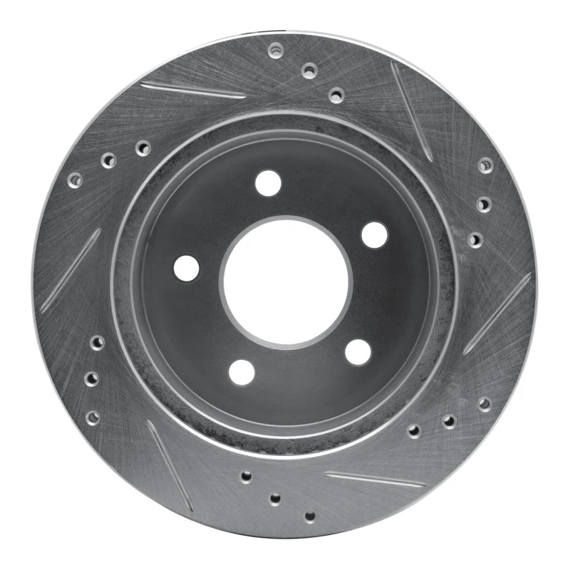 R1 91-92 Lincoln Mark VII Rear Left Drilled & Slotted Silver Brake Rotor - Image 4