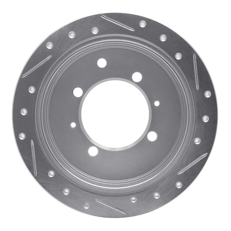 R1 91-93 Hyundai SONATA Rear Left Drilled & Slotted Silver Brake Rotor - Image 5