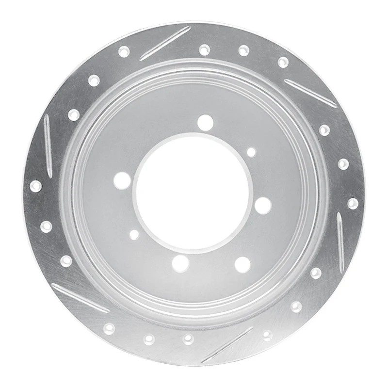 R1 91-93 Hyundai SONATA Rear Right Drilled & Slotted Silver Brake Rotor - Image 3