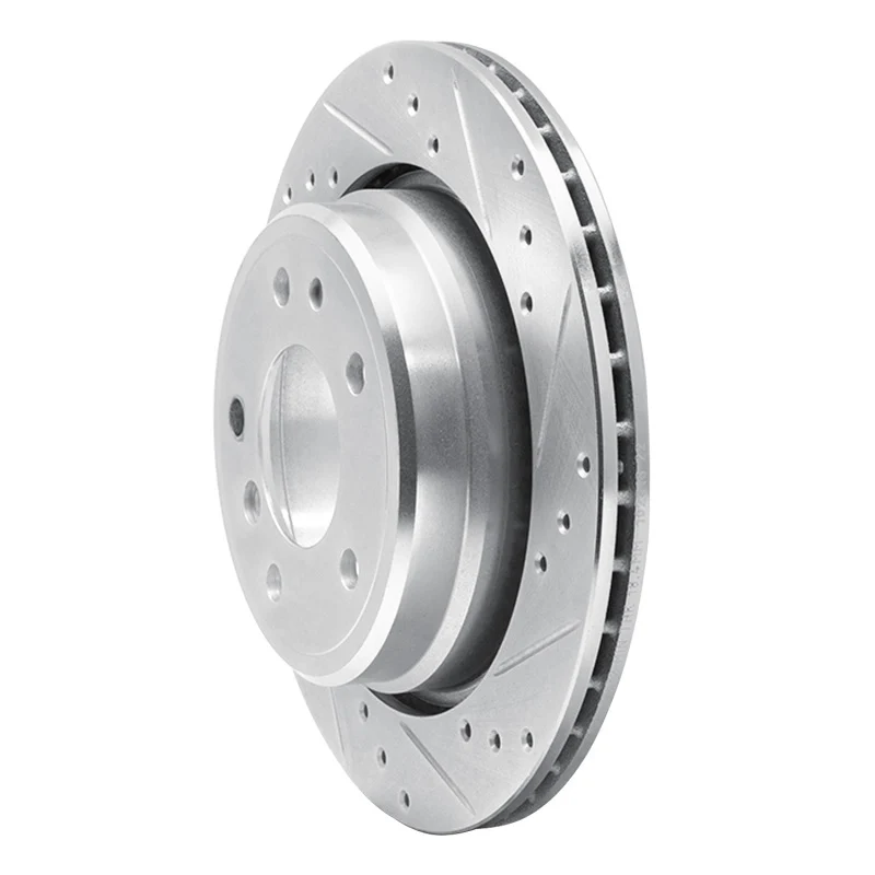 R1 91-95 BMW 540I Rear Right Drilled & Slotted Silver Brake Rotor - Image 4