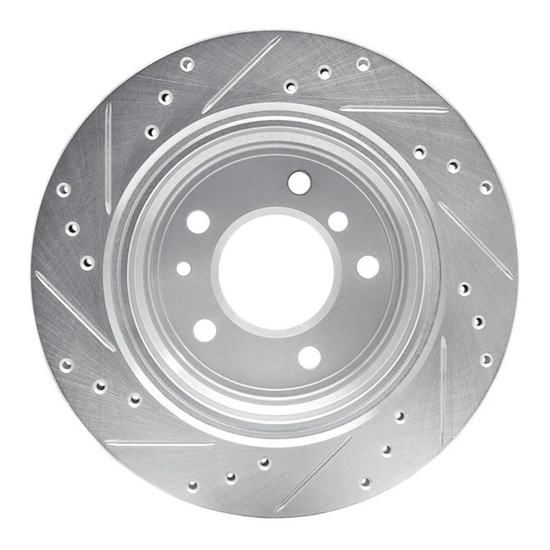 R1 91-95 BMW 540I Rear Right Drilled & Slotted Silver Brake Rotor - Image 5