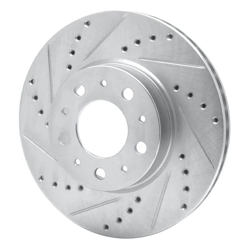 R1 91-95 Volvo 740 Front Left Drilled & Slotted Silver Brake Rotor - Image 3