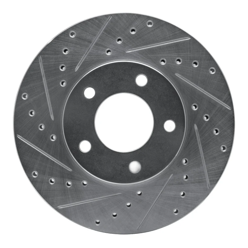 R1 91-96 Chrysler Town & Country Front Left Drilled & Slotted Silver Brake Rotor