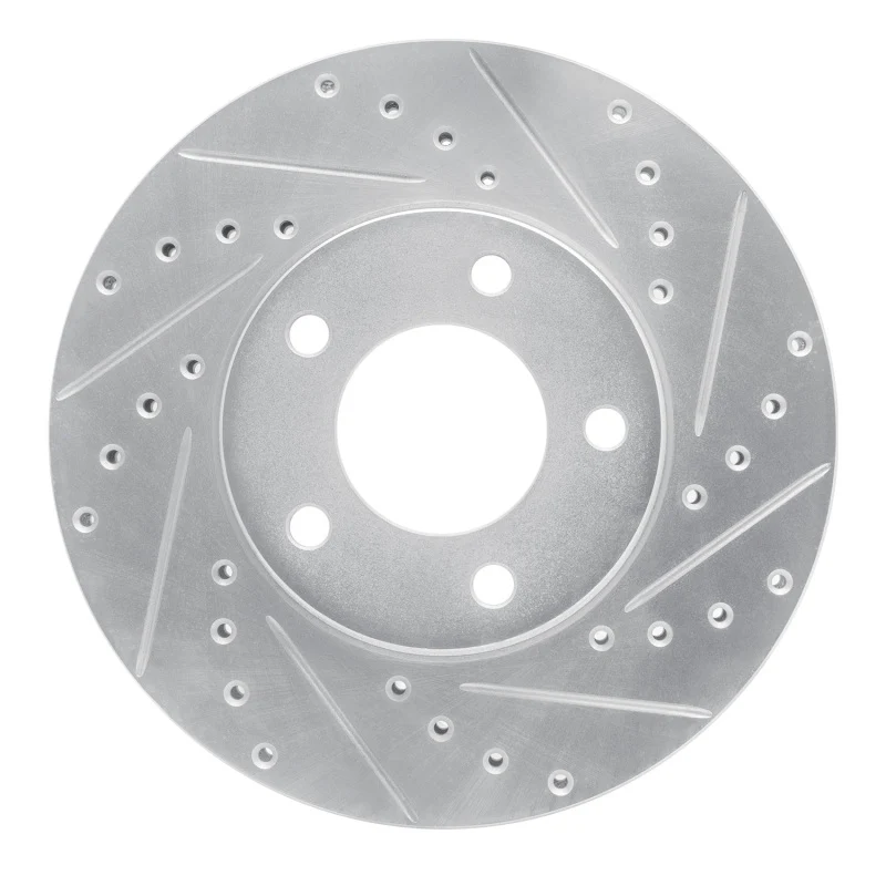 R1 91-96 Chrysler Town & Country Front Right Drilled & Slotted Silver Brake Rotor