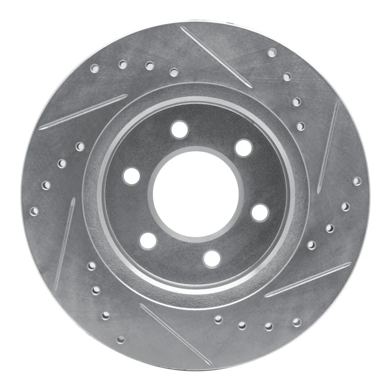 R1 91-96 Dodge Dakota 4WD Front Left Drilled & Slotted Silver Brake Rotor - Image 3