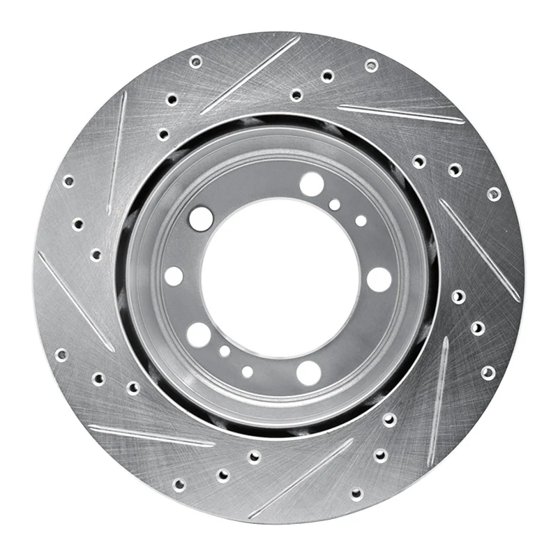 R1 91-97 Porsche 911 Left Rear Drilled & Slotted Silver Brake Rotor - Image 3