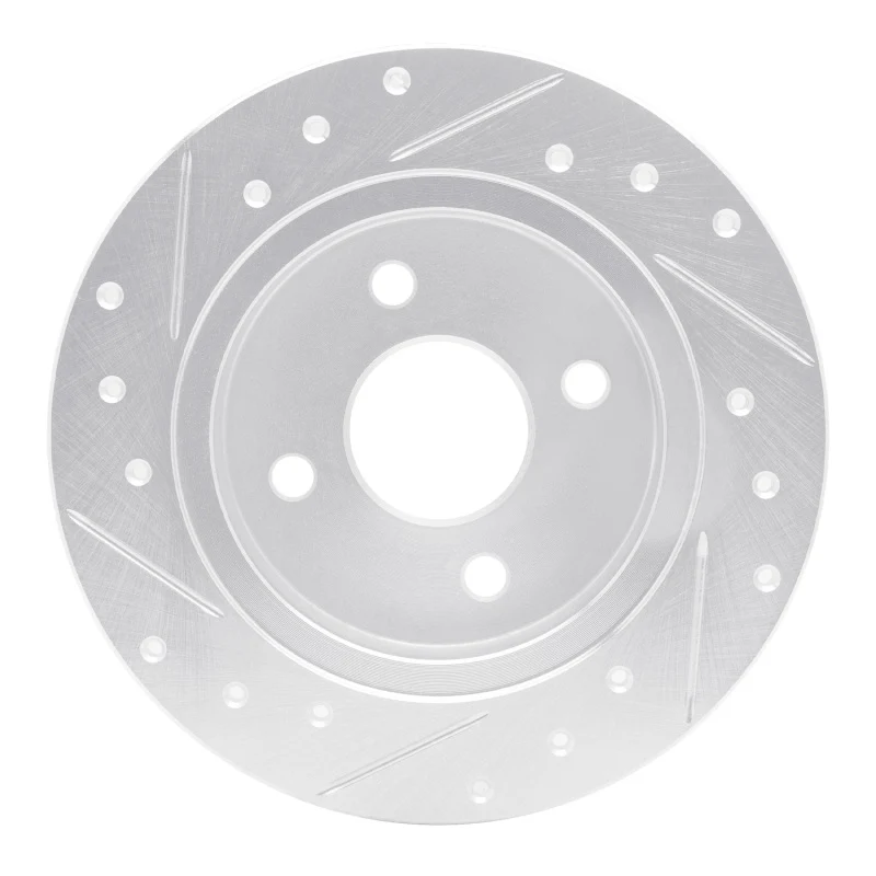 R1 91-98 Saturn SC1 Rear Right Drilled & Slotted Silver Brake Rotor - Image 5