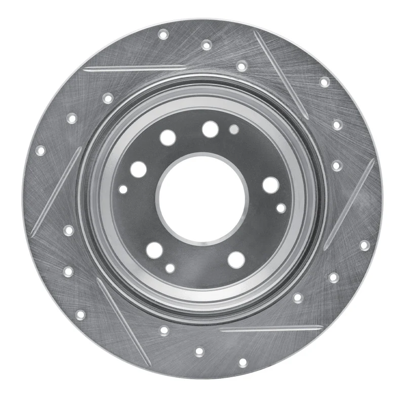 R1 91-99 Acura Legend Rear Left Drilled & Slotted Silver Brake Rotor - Image 2