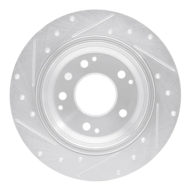 R1 91-99 Acura Legend Rear Right Drilled & Slotted Silver Brake Rotor - Image 3