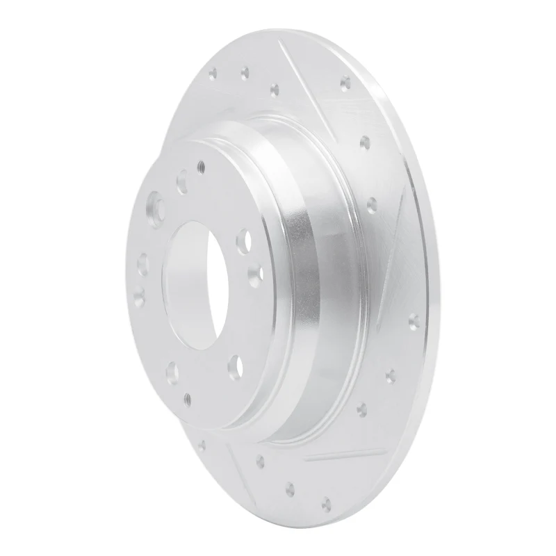 R1 91-99 Acura Legend Rear Right Drilled & Slotted Silver Brake Rotor - Image 4