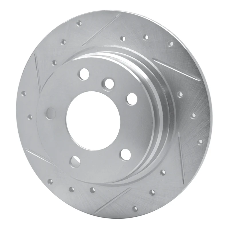 R1 91-99 BMW 323I Rear Left Drilled & Slotted Silver Brake Rotor - Image 5