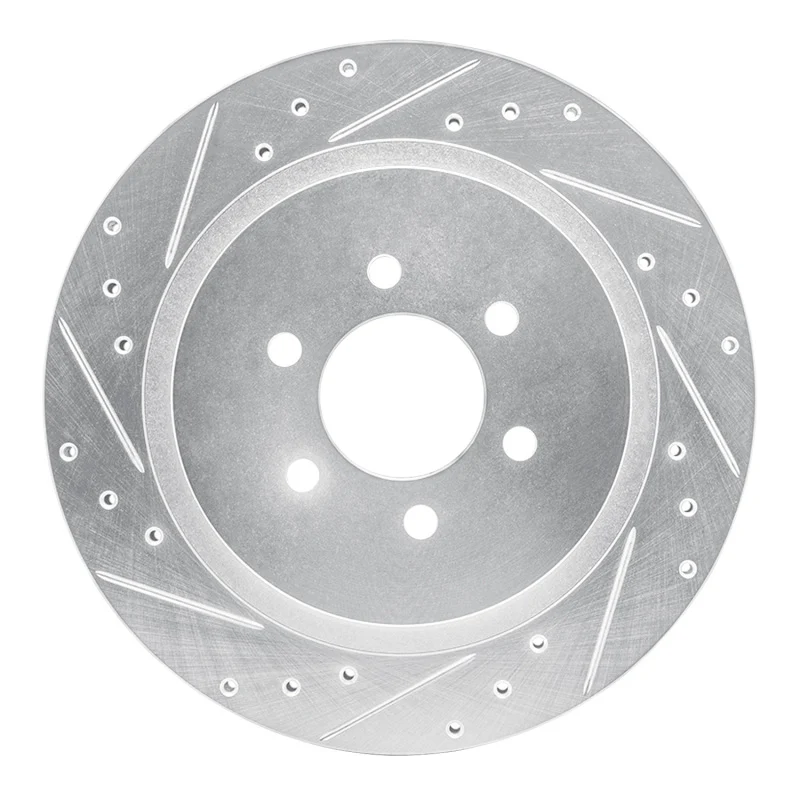R1 92-02 Dodge Viper Rear Left Drilled & Slotted Silver Brake Rotor