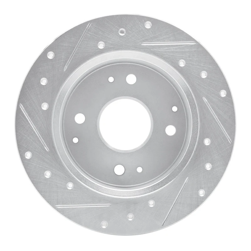 R1 92-94 Acura Vigor Rear Right Drilled & Slotted Silver Brake Rotor - Image 3
