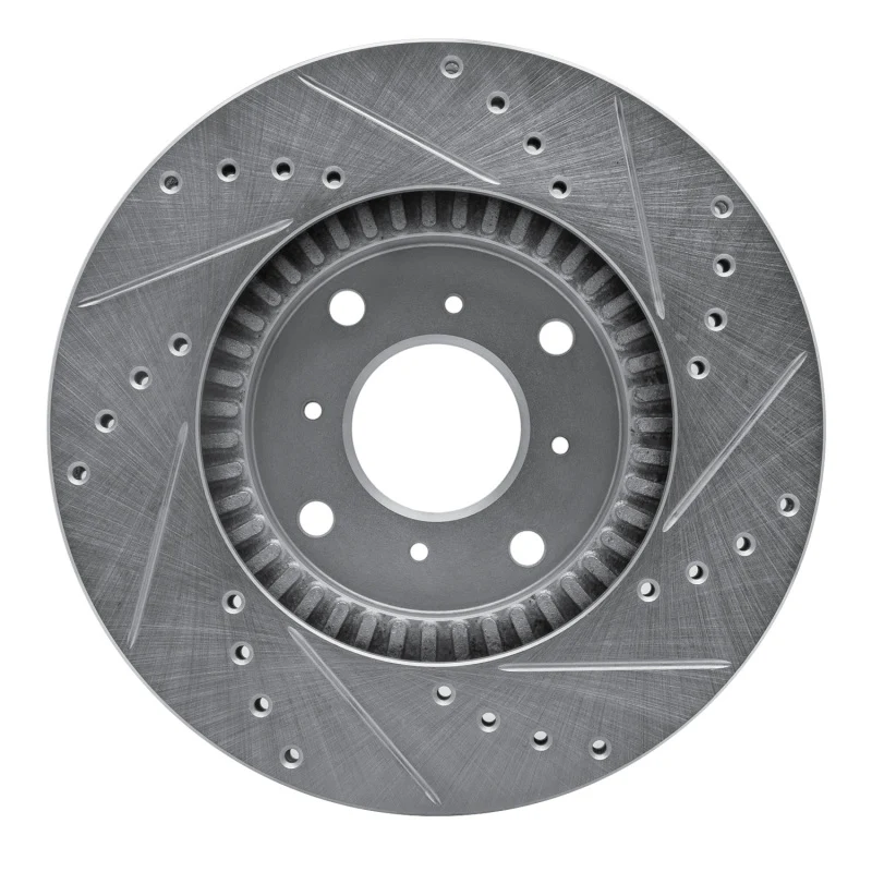 R1 92-96 Honda Prelude Front Left Drilled & Slotted Silver Brake Rotor - Image 3