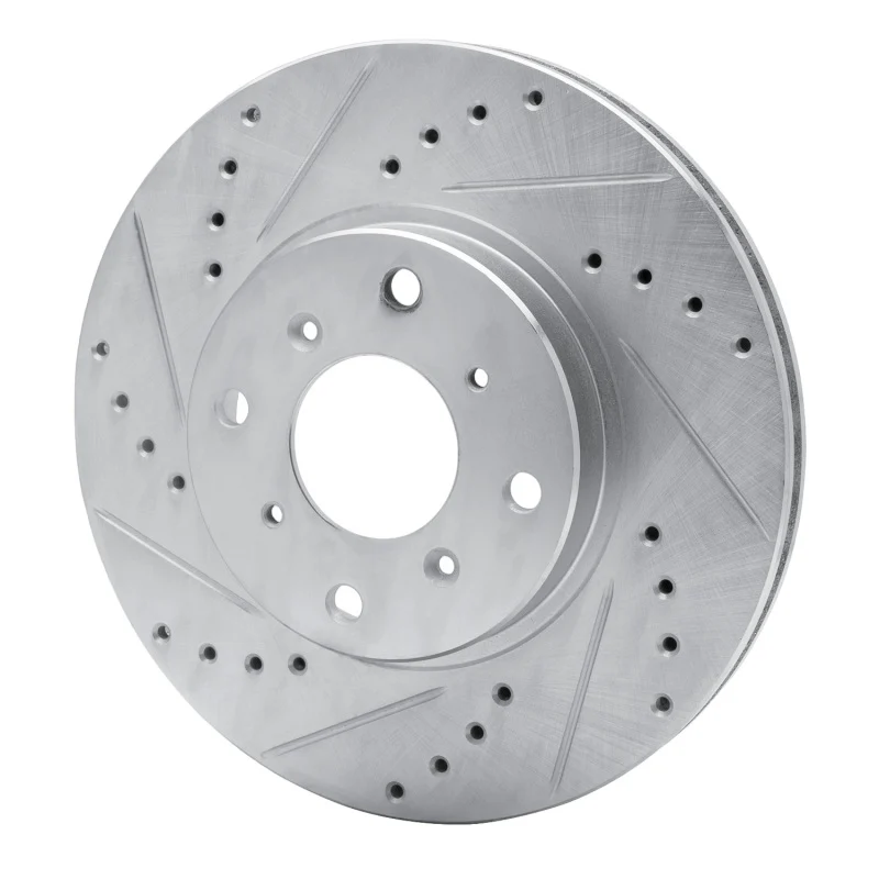 R1 92-96 Honda Prelude Front Left Drilled & Slotted Silver Brake Rotor - Image 5