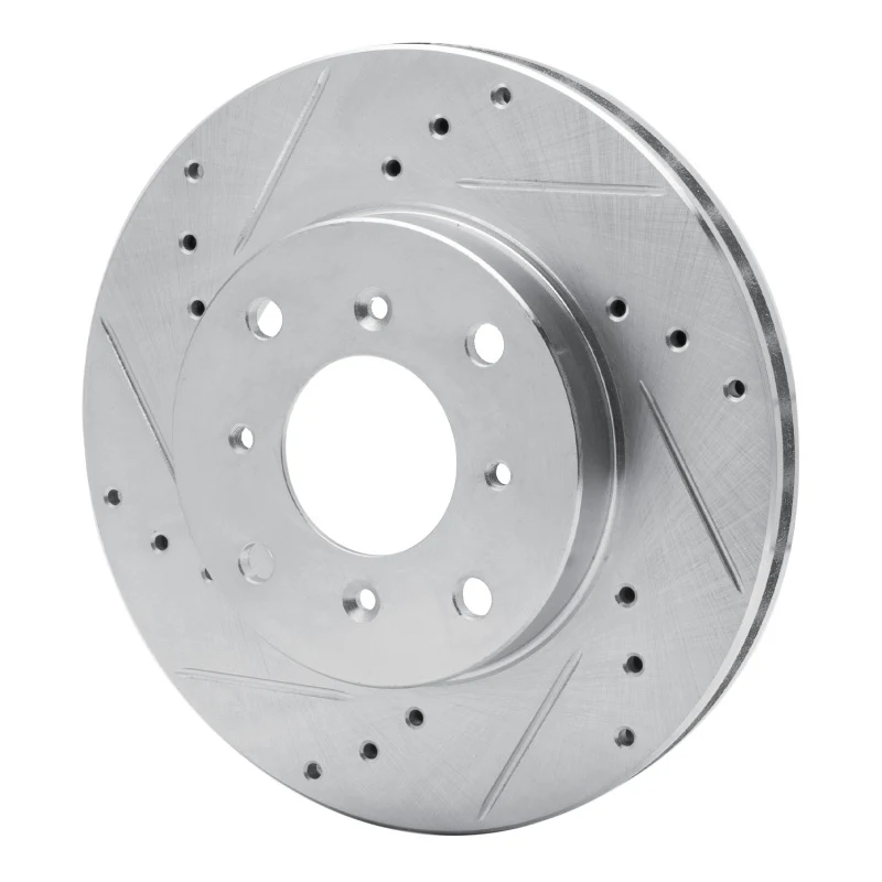 R1 92-96 Honda Prelude Front Left Drilled & Slotted Silver Brake Rotor - Image 3