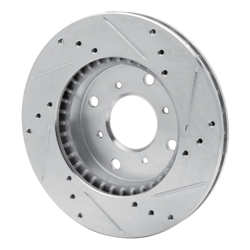 R1 92-96 Honda Prelude Front Left Drilled & Slotted Silver Brake Rotor - Image 5