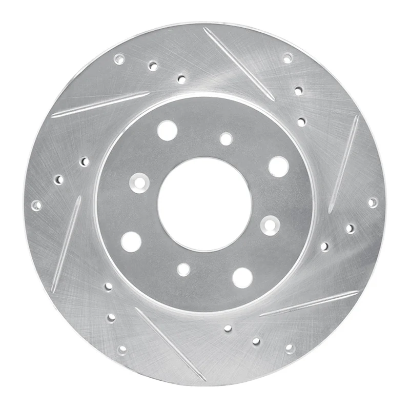 R1 92-96 Honda Prelude Front Right Drilled & Slotted Silver Brake Rotor