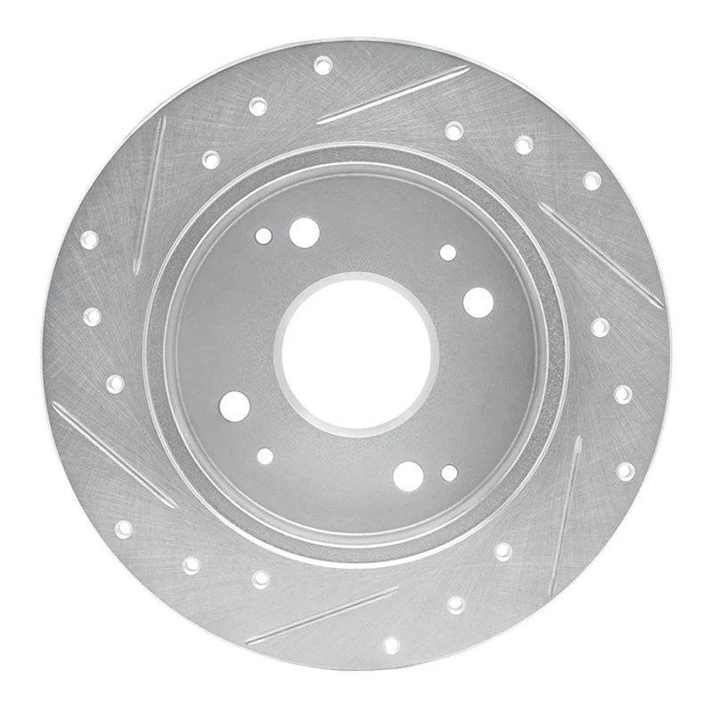 R1 92-97 Acura CL Rear Right Drilled & Slotted Silver Brake Rotor - Image 3